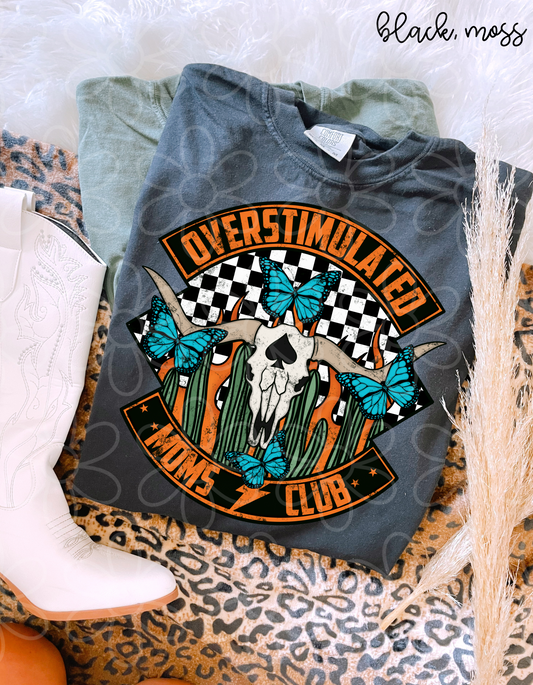 Overstimulated Moms Club Western Check Completed Tee