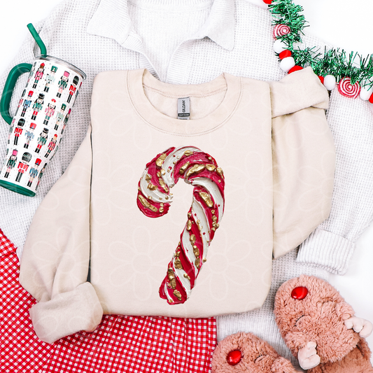 Painted Candy Cane Kids Completed Tee
