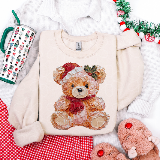 Painted Christmas Bear Completed Tee