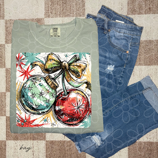 Painted Christmas Ornaments Kids Completed Tee