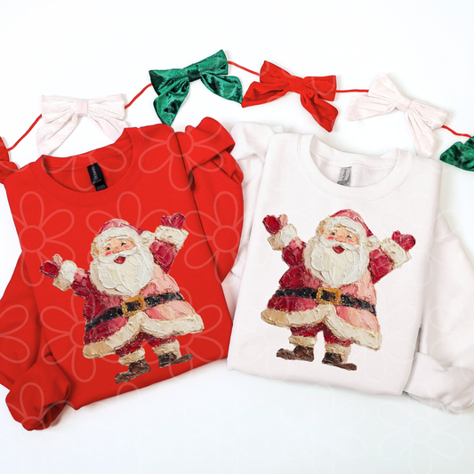 Painted Joyful Santa Kids Completed Tee