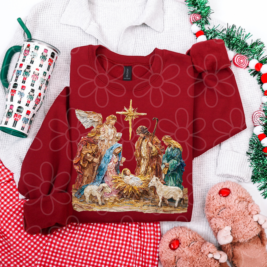 Painted Nativity Completed Tee