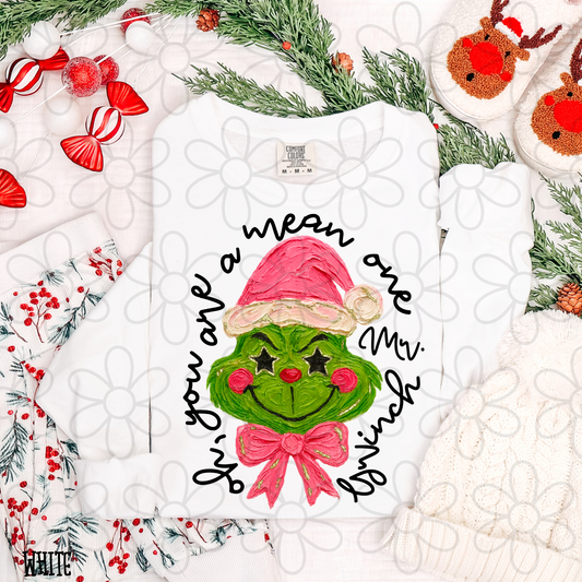 Painted Oh You Are A Mean One Mr. Grinch Kids Completed Tee