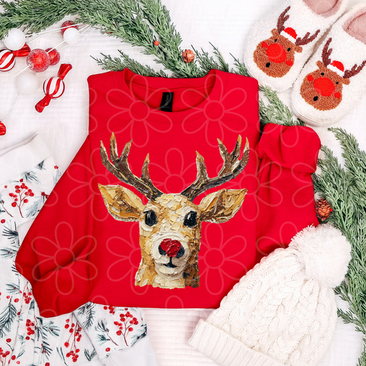 Painted Reindeer Kids Completed Tee