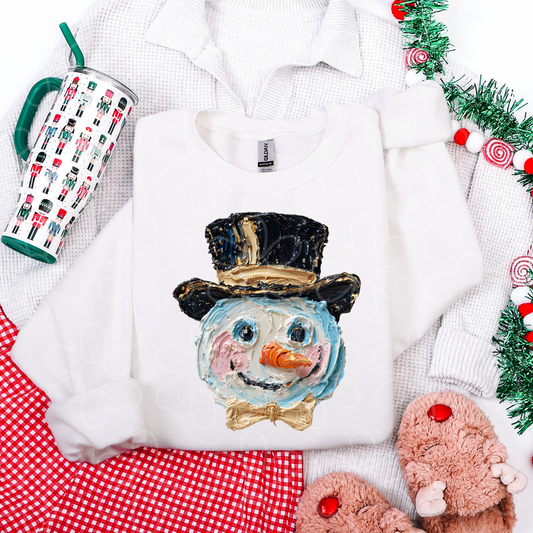 Painted Snowman Kids Completed Tee