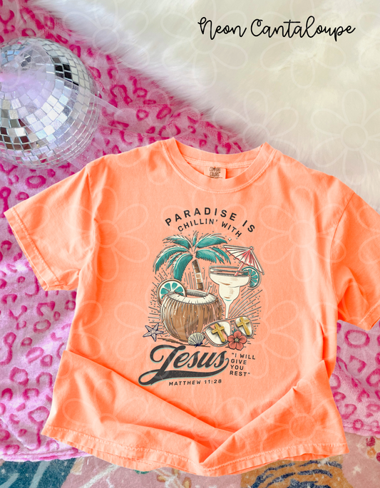Paradise Is Chillin With Jesus Completed Tee