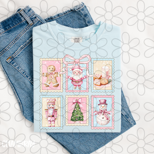Pastel Christmas Stamps DTF Transfer