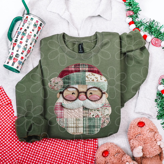 Patchwork Santa Glasses Kids Completed Tee