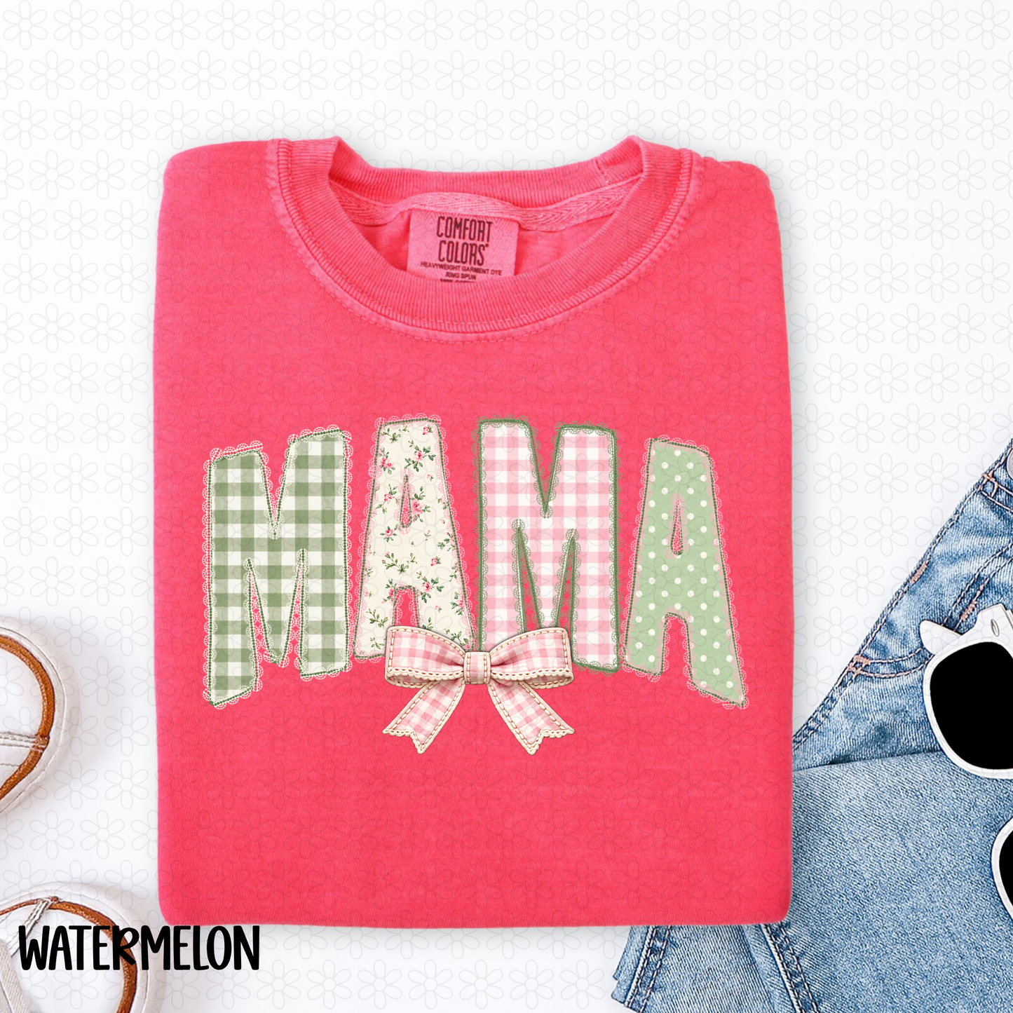 Patchwork Mama Bow Completed Tee