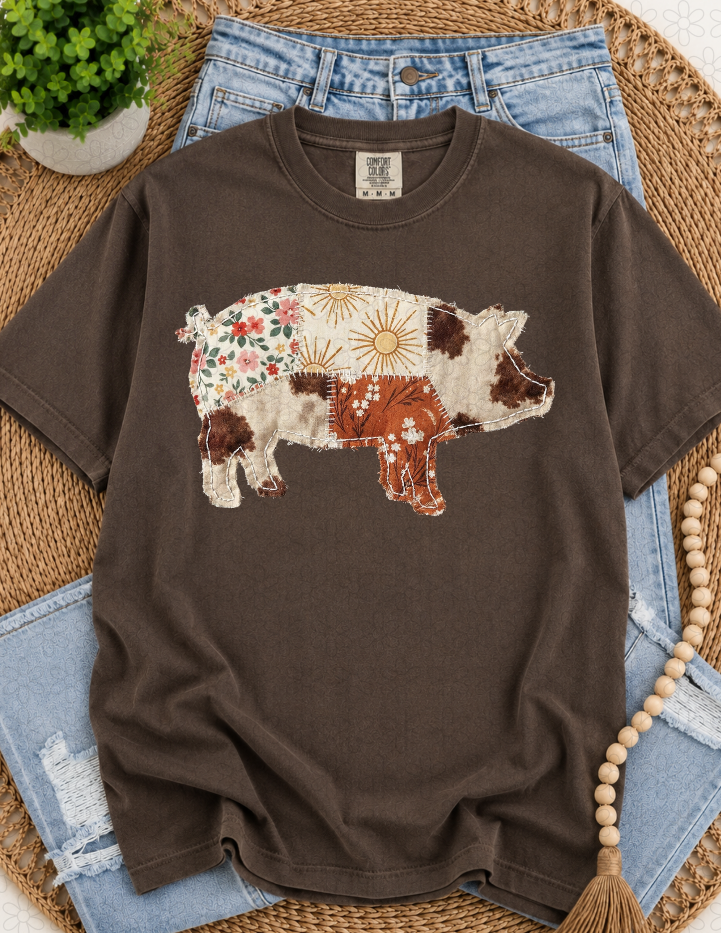 Patchwork Pig Completed Tee