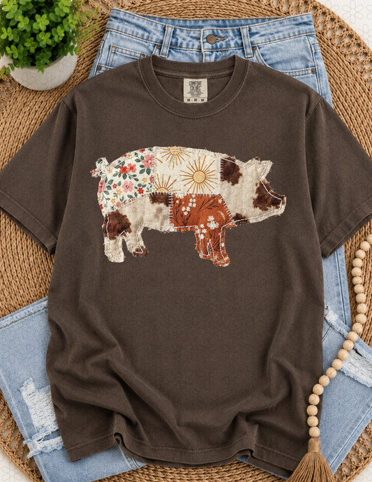Patchwork Pig Completed Tee
