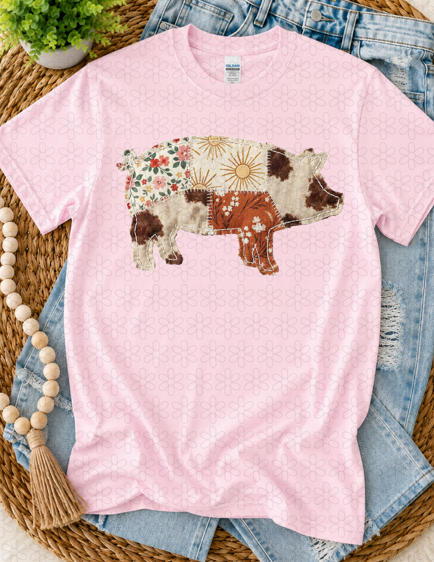 Patchwork Pig Completed Tee