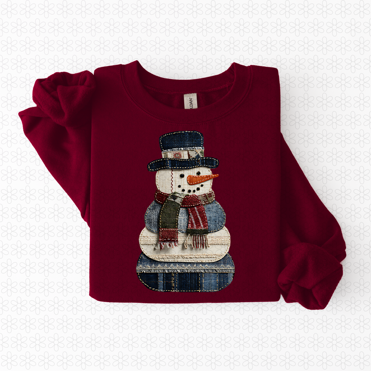 Patchwork Snowman Completed Tee