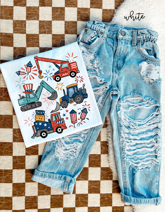 Patriotic Construction Kids Completed Tee