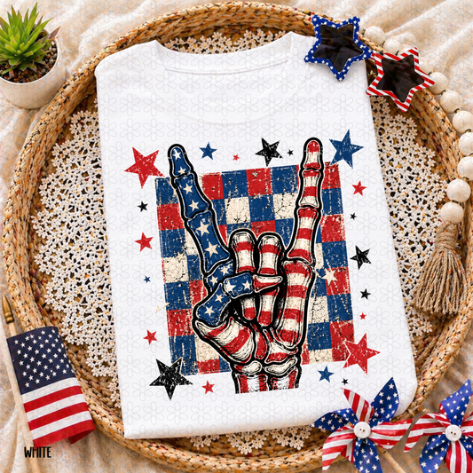Patriotic Skeleton Hand Completed Tee