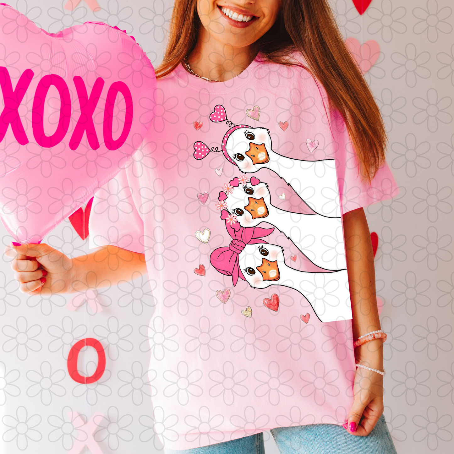 Peaking Geese Pink Completed Tee