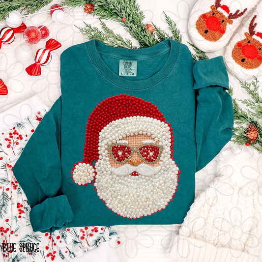 Pearls Santa Sunglasses Kids Completed Tee