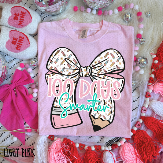 Pencil Flower Bow 100 Days Smarter Kids Completed Tee