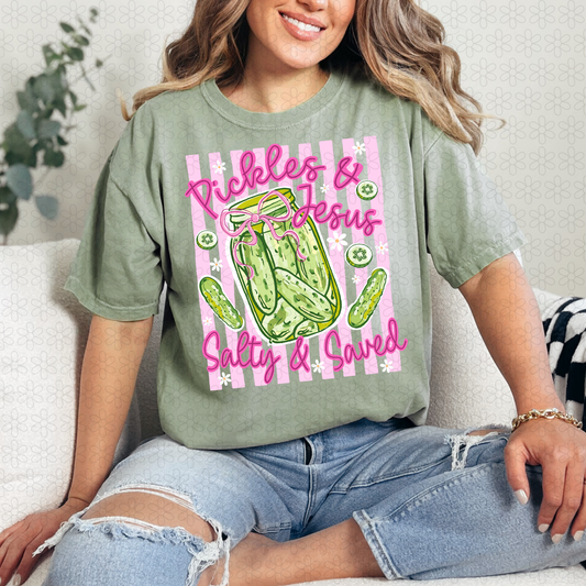 Pickles and Jesus Salty & Saved Completed Tee