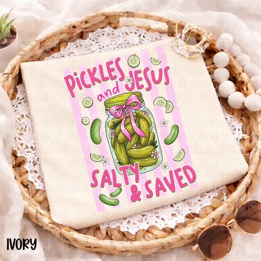 Pickles and Jesus Salty and Saved Completed Tee