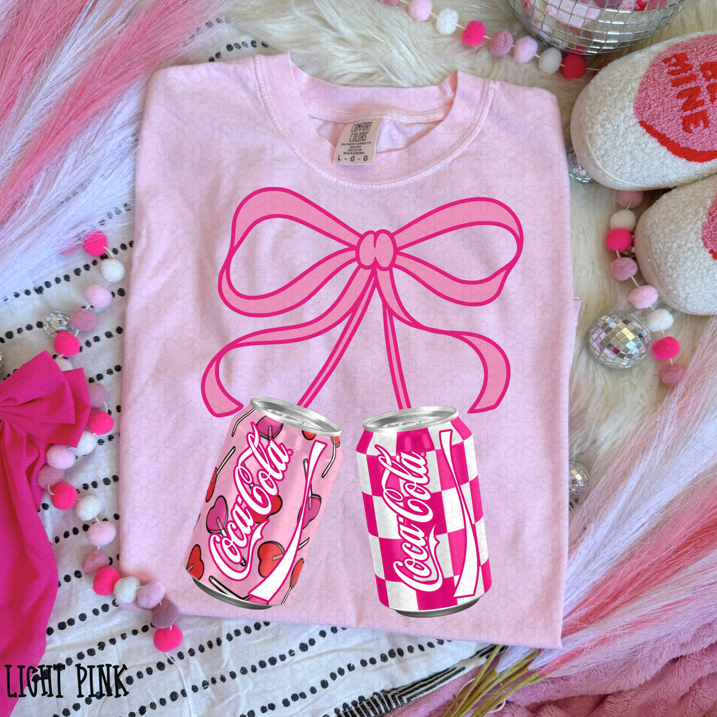 Pink Bow Valentines Drinks (Multiple Options) DTF Transfer