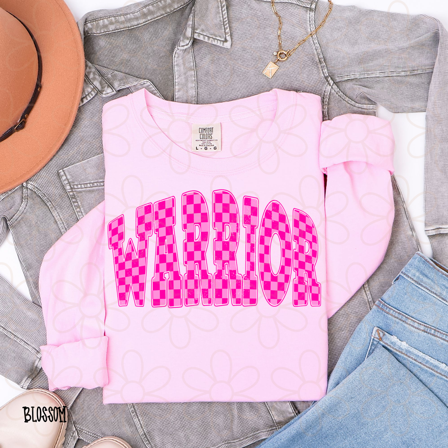 Pink Checkered Warrior DTF Transfer