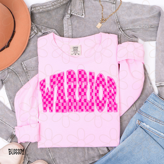Pink Checkered Warrior Kids Completed Tee