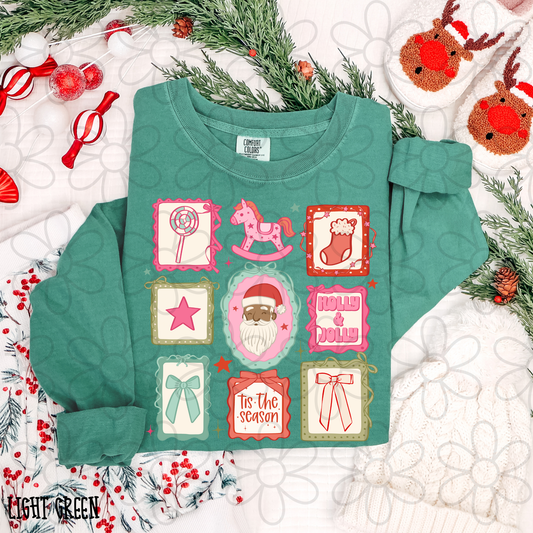 Pink Christmas Stamps Dark Santa Completed Tee