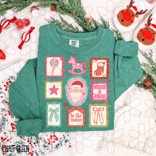 Pink Christmas Stamps Light Santa Completed Tee