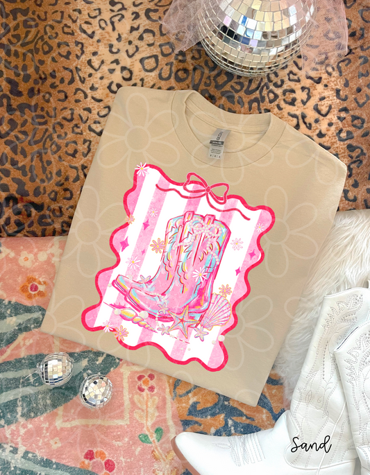 Pink Coquette Boots & Shells Completed Tee