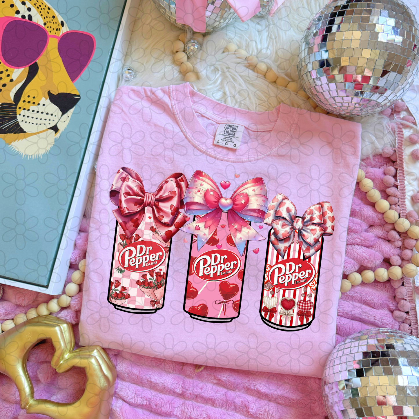 Pink Dr Pepper Trio Bows Completed Tee