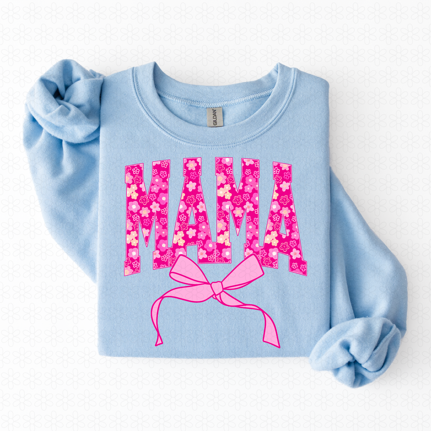 Pink Floral Bow Mama Completed Tee