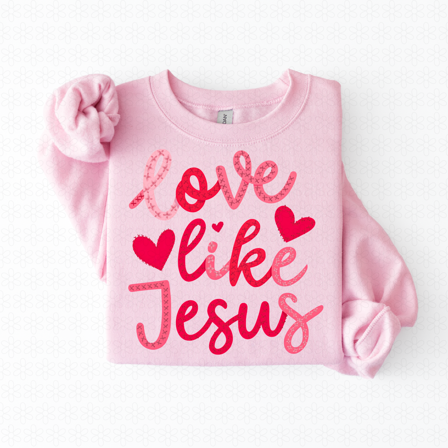 Pink Hearts Love Like Jesus DTF Transfer