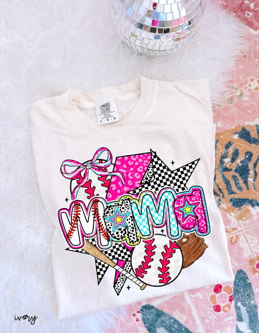 Pink Leopard Baseball Mama Completed Tee