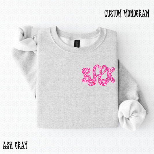 Pink Leopard Custom Monogram DTF Transfer
