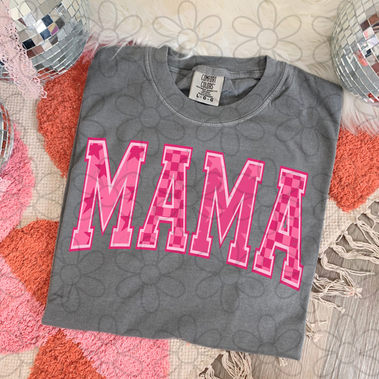 Pink Mama Checkered Stars DTF Transfer