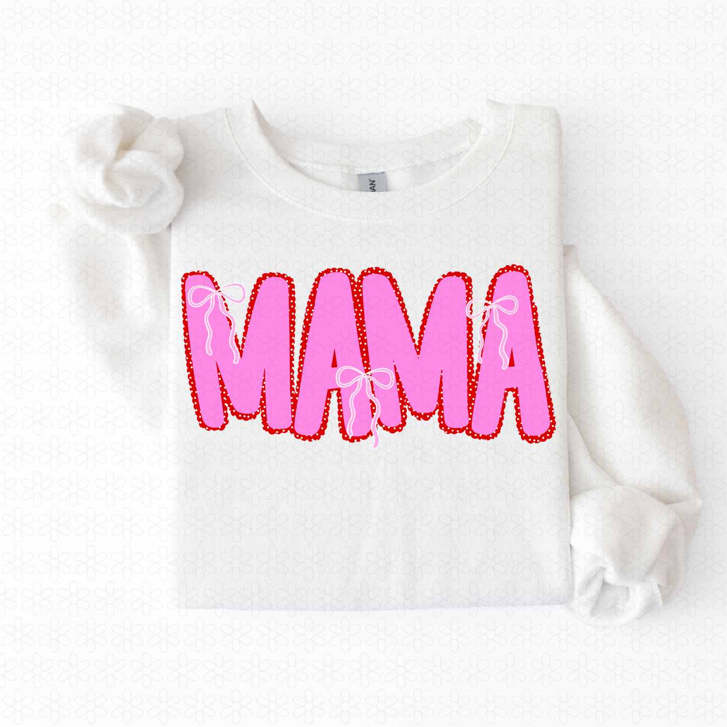 Pink Mama Red Polka Dot Bows Completed Tee