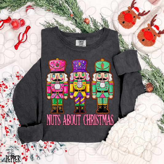 Pink Nuts About Christmas Nutcrackers Completed Tee