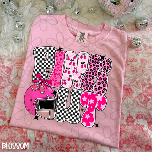 Pink Out Retro Football Kids Completed Tee