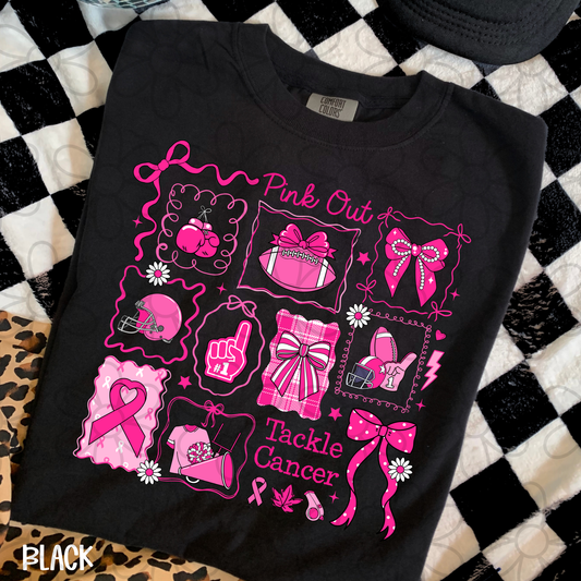 Pink Out Tackle Cancer Completed Tee