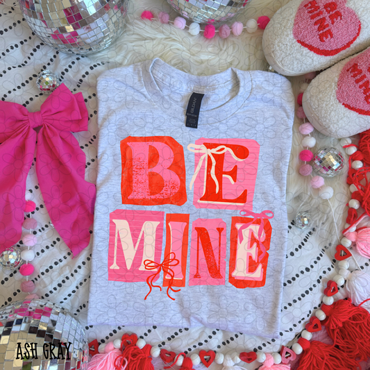 Pink Red Be Mine Bows Kids Completed Tee