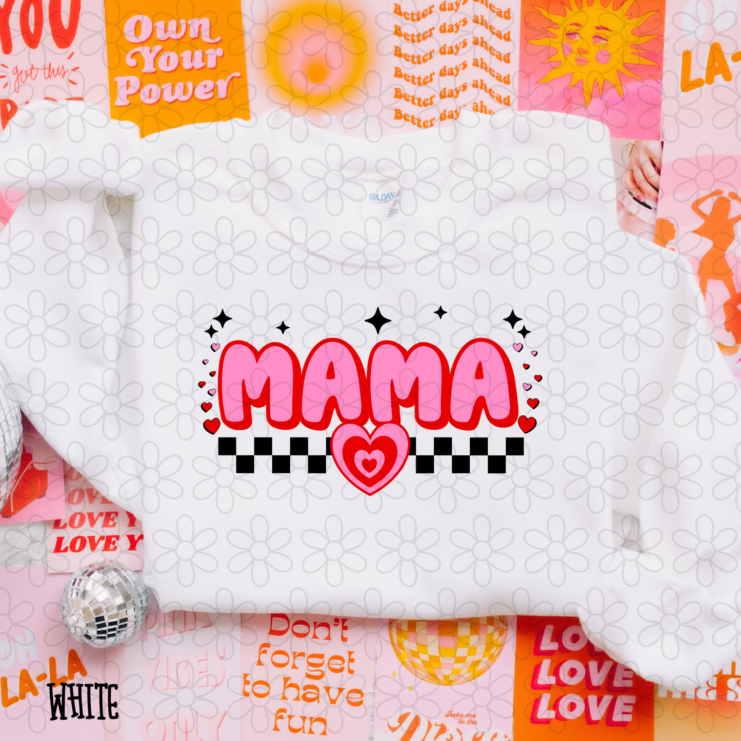 Pink Red Mama Heart Checkered Completed Tee