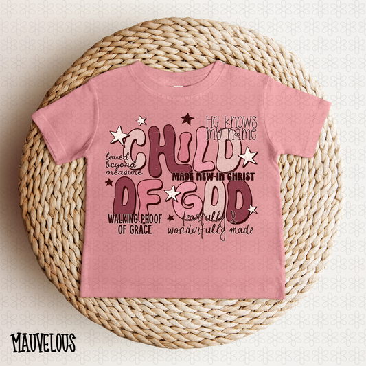 Pink Retro Child Of God Completed Tee