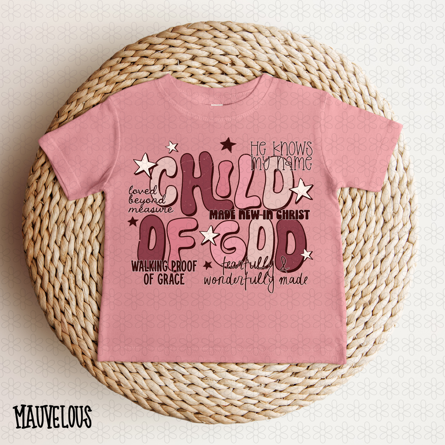 Pink Retro Child Of God Kids Completed Tee