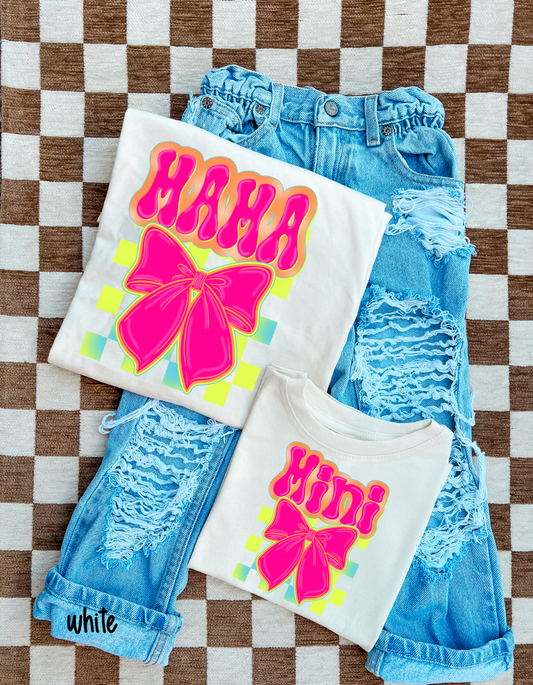 Pink Retro MaMa Bow DTF Transfer
