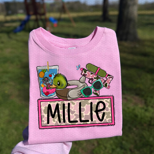 Pink Camo Custom Name Plate Completed Tee