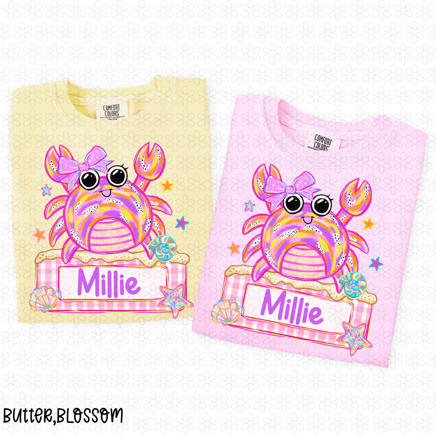 Pink Crab Custom Name Plate Completed Tee