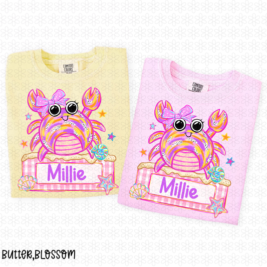 Pink Crab Custom Name Plate Completed Tee
