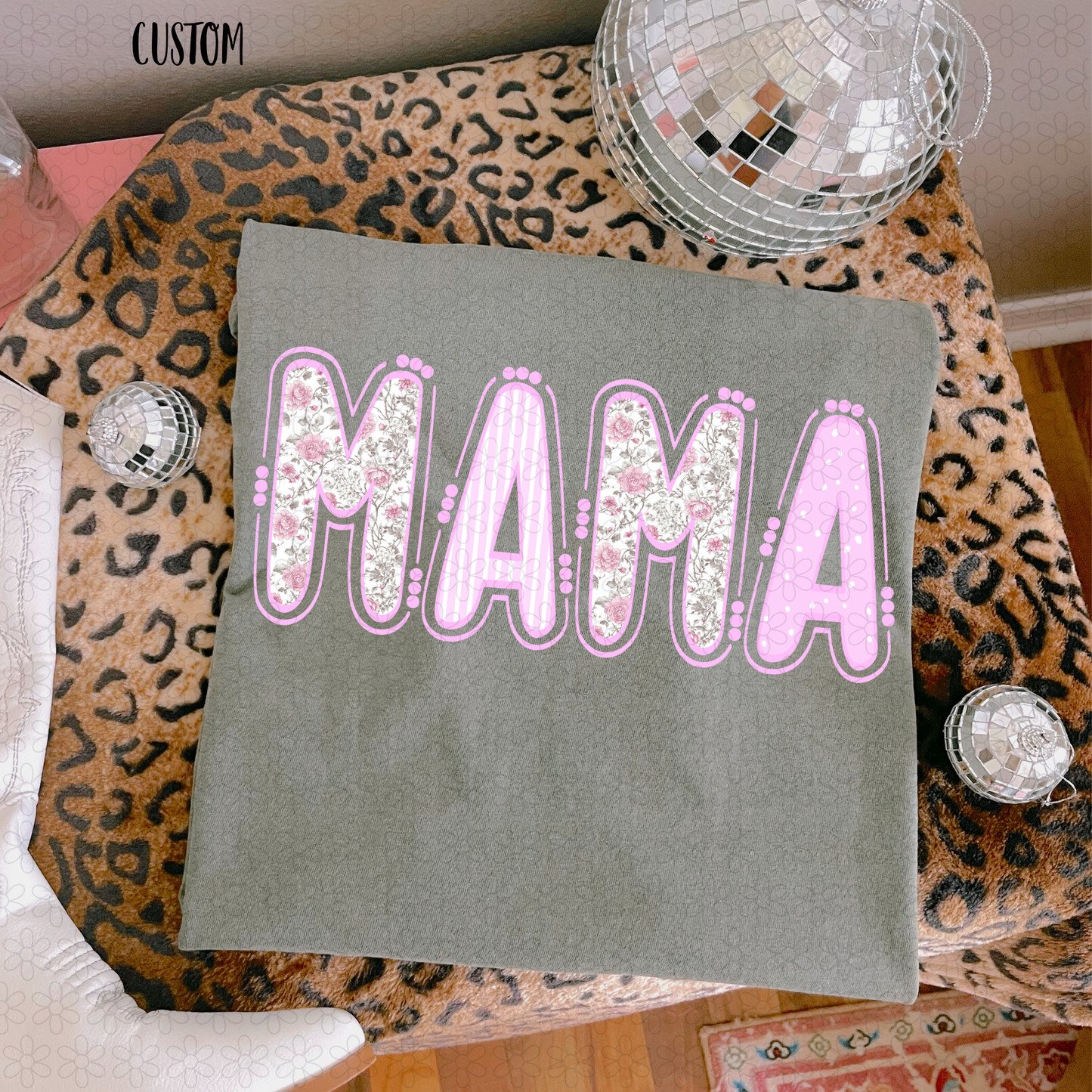 Pink Floral Custom Names  DTF Transfer