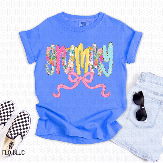 Pink Floral Grammy DTF Transfer